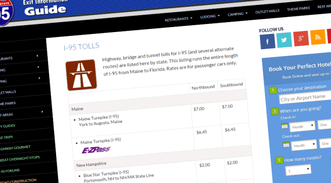 What information is on an I-95 exit listing?