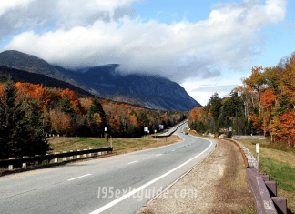 Peak Fall Foliage For Most Regions of Maine, New Hampshire, Vermont and Upstate New York Franconia Notch State Park | I-95 Exit Guide