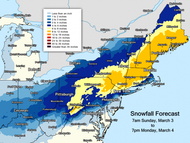 Snowfall Totals | 3/3/19 | I-95 Exit Guide