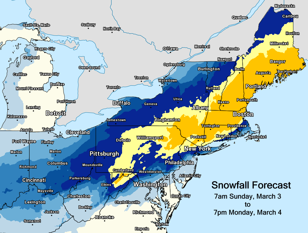 Snowfall Totals | 3/3/19 | I-95 Exit Guide