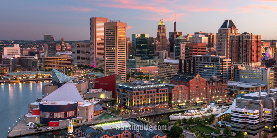 Baltimore, Maryland Skyline on the Inner Harbor | I-95 Exit Guide