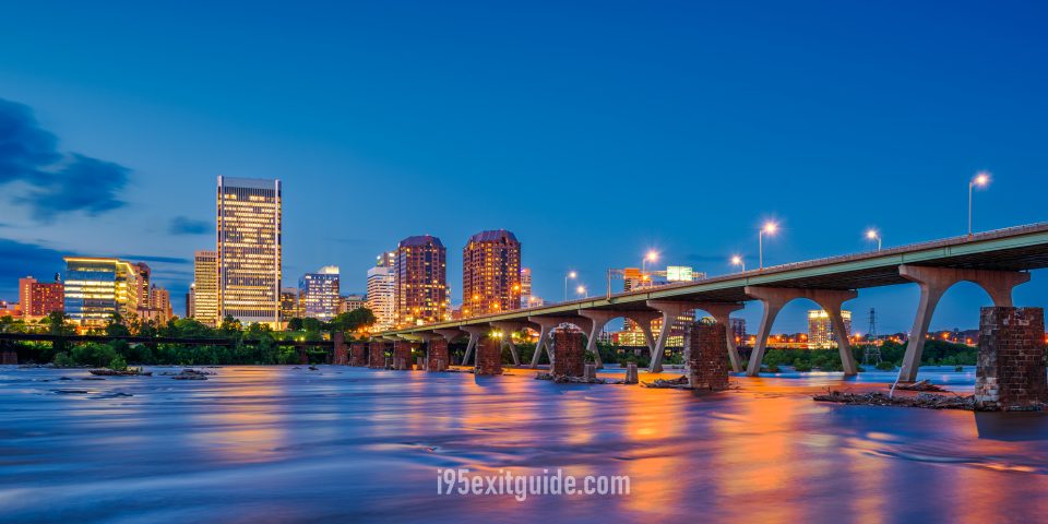 Richmond, Virginia Skyline on the James River | I-95 Exit Guide