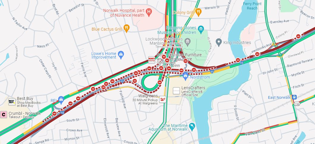 Norwalk I-95 Closure | I-95 Exit Guide | Google Maps