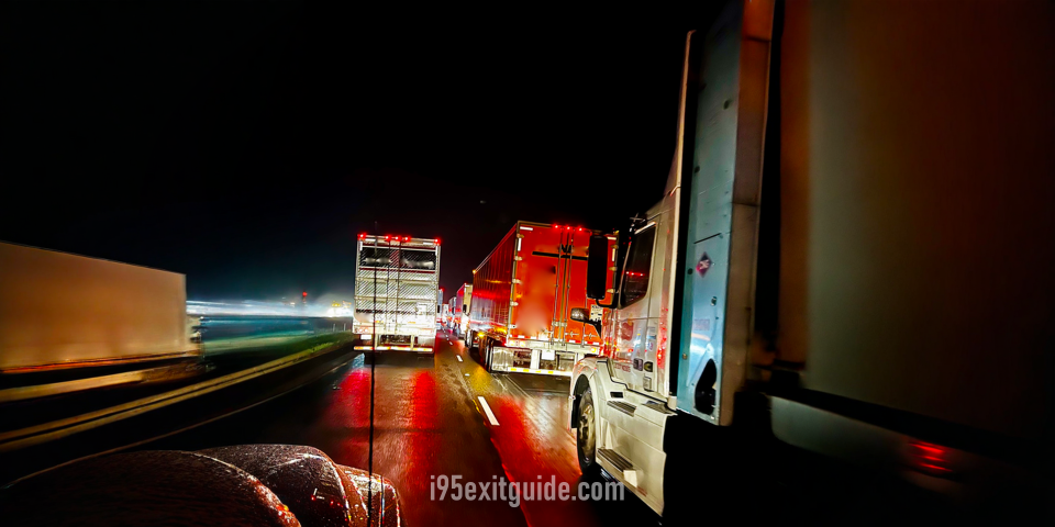 I-95 Truck Traffic at Night | I-95 Exit Guide